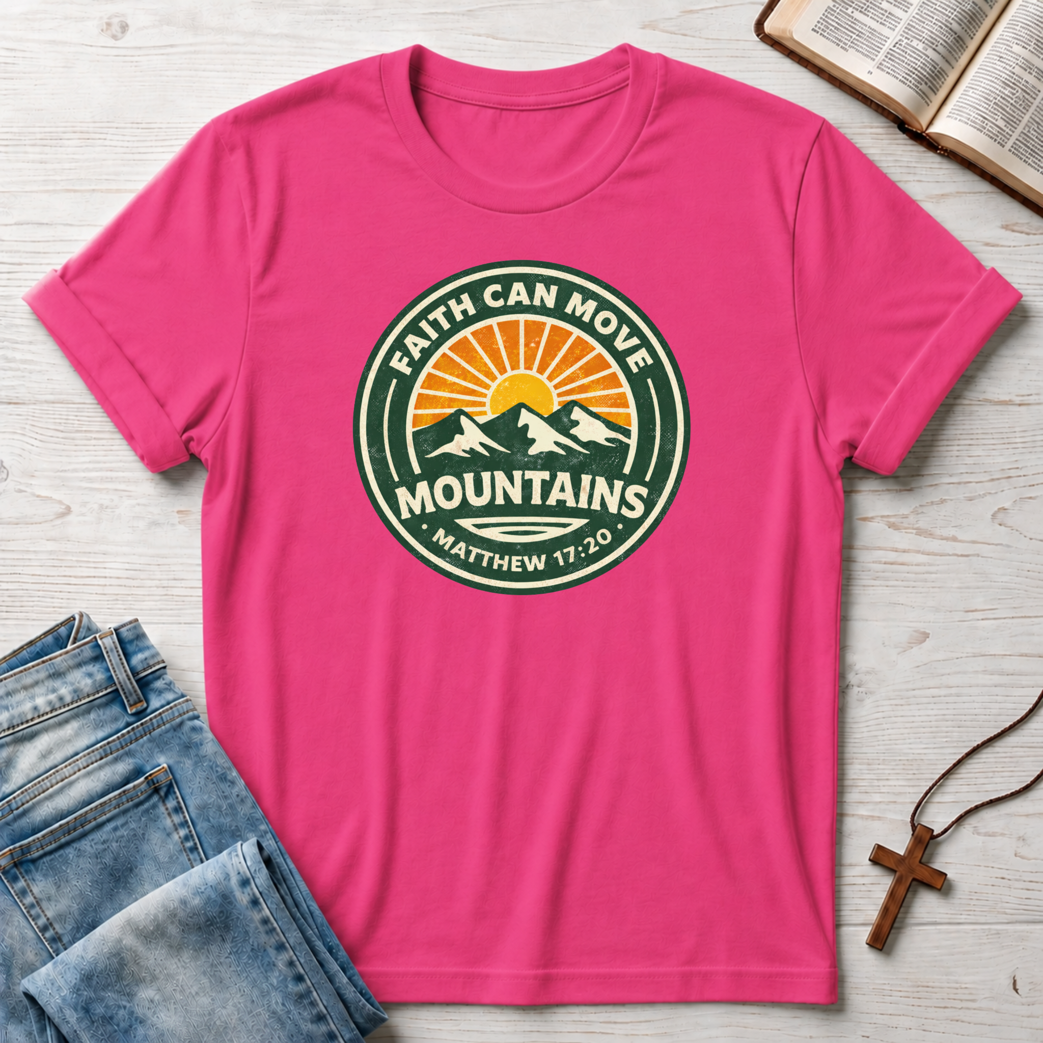 Faith Can Move Mountains: Matthew 17:20 T-Shirt