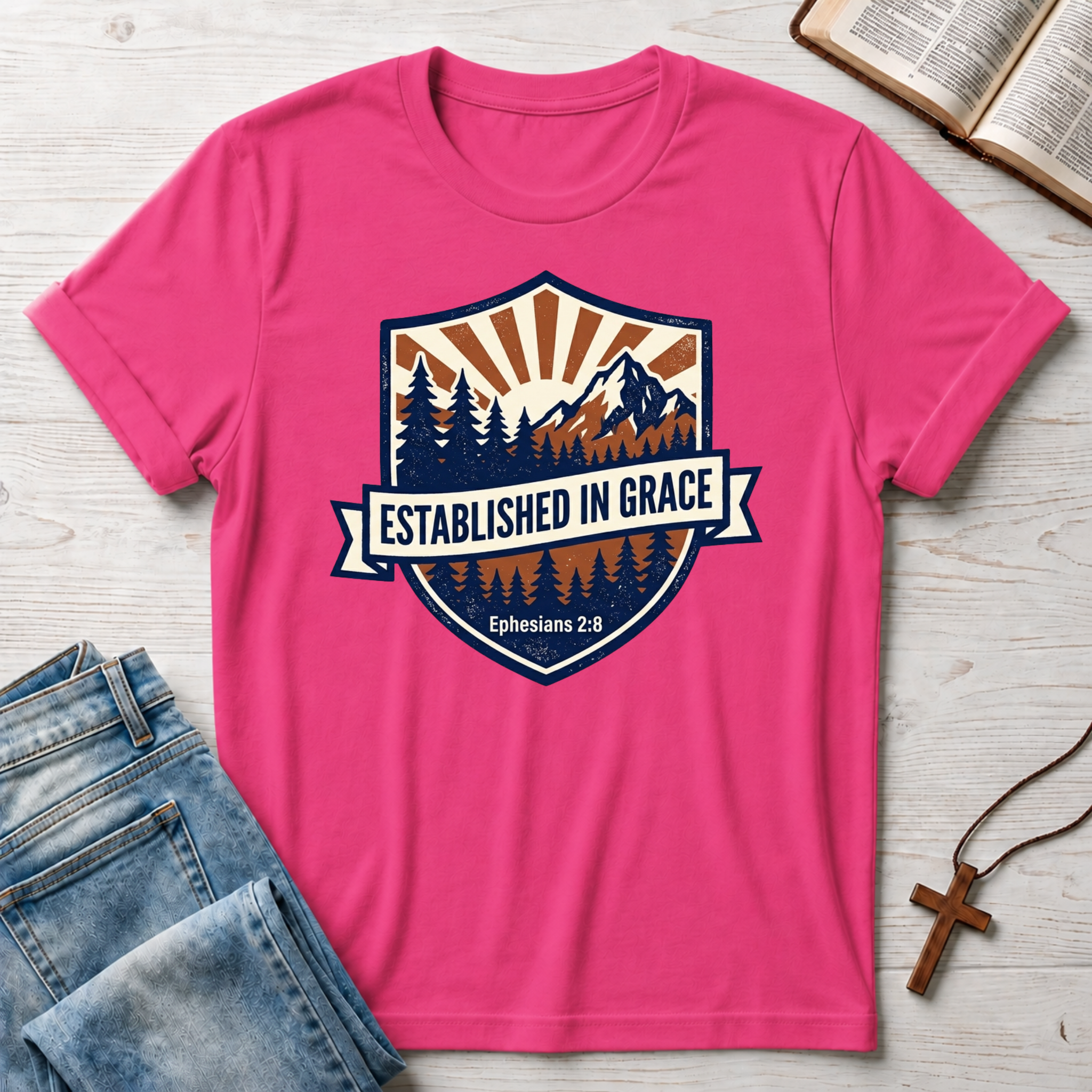 Established In Grace: Ephesians 2:8 T-Shirt