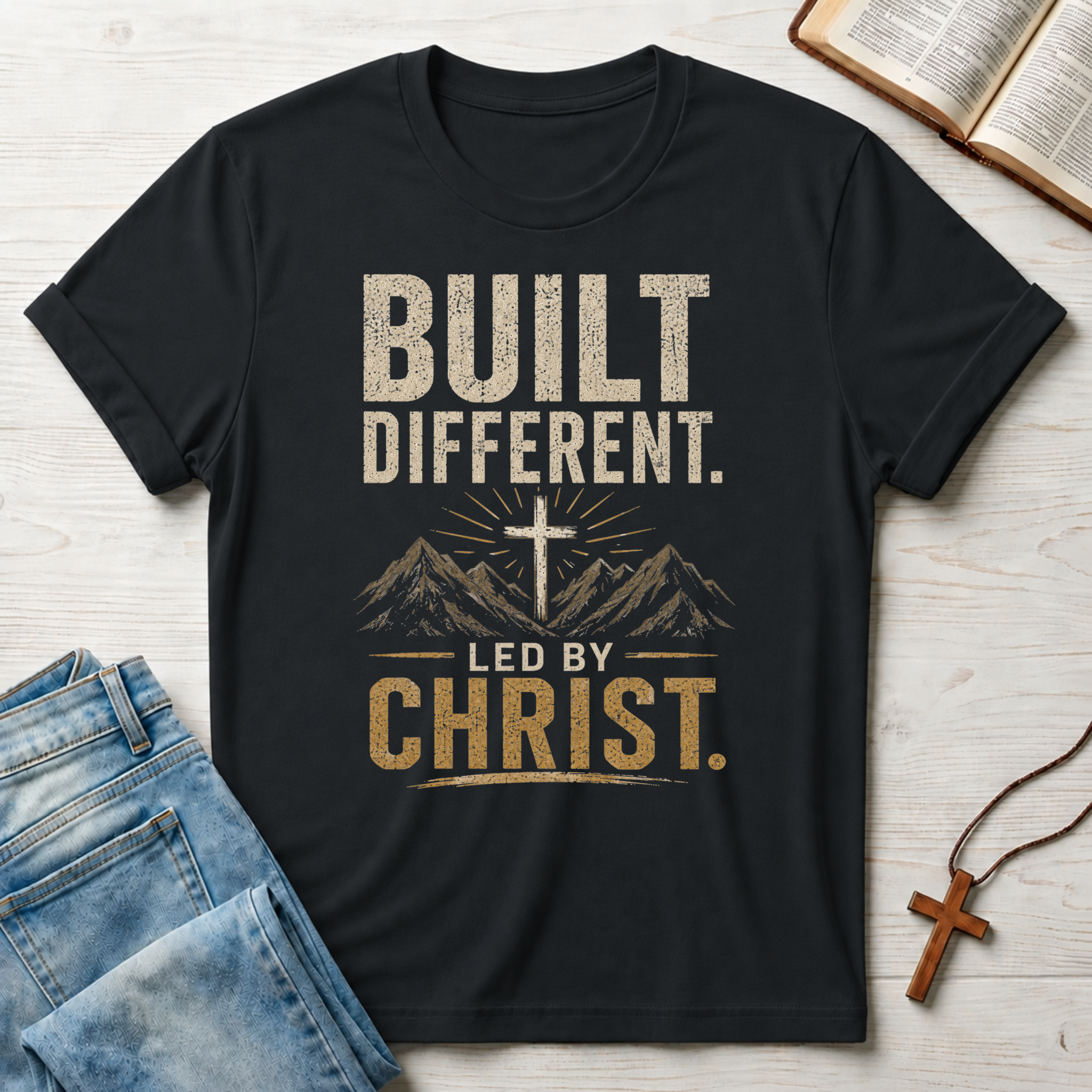 Built Different. Led By Christ. T-Shirt