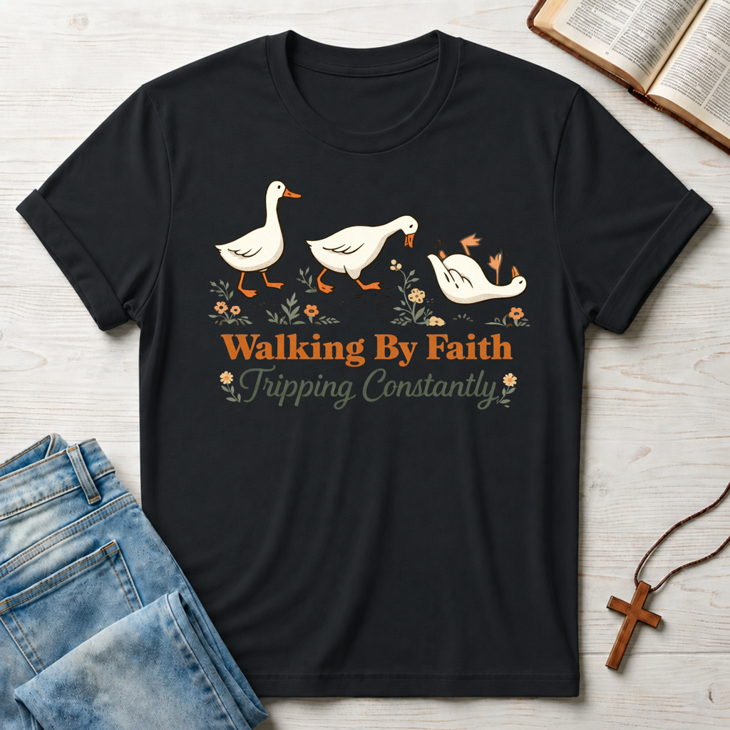 Walking By Faith Tripping Constantly Ducks T-Shirt