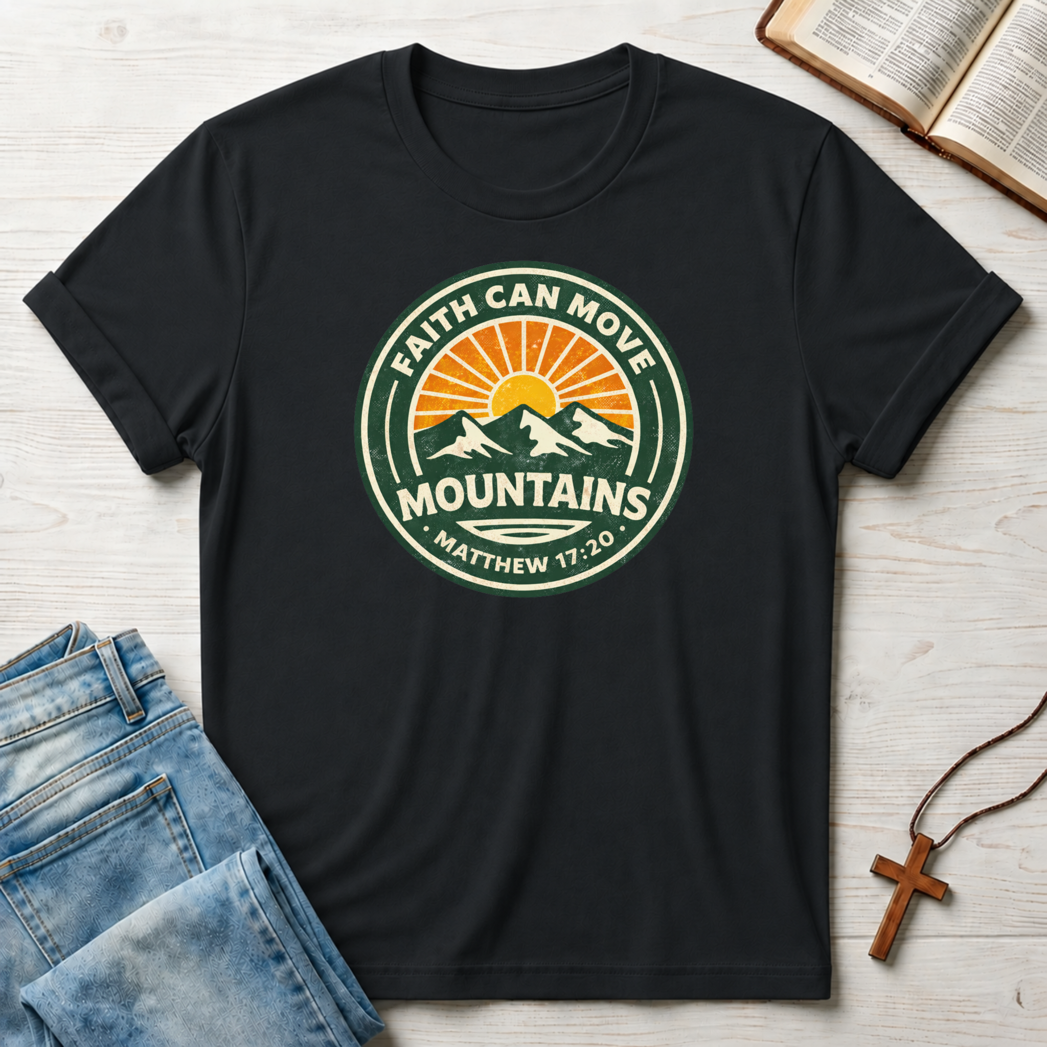Faith Can Move Mountains: Matthew 17:20 T-Shirt