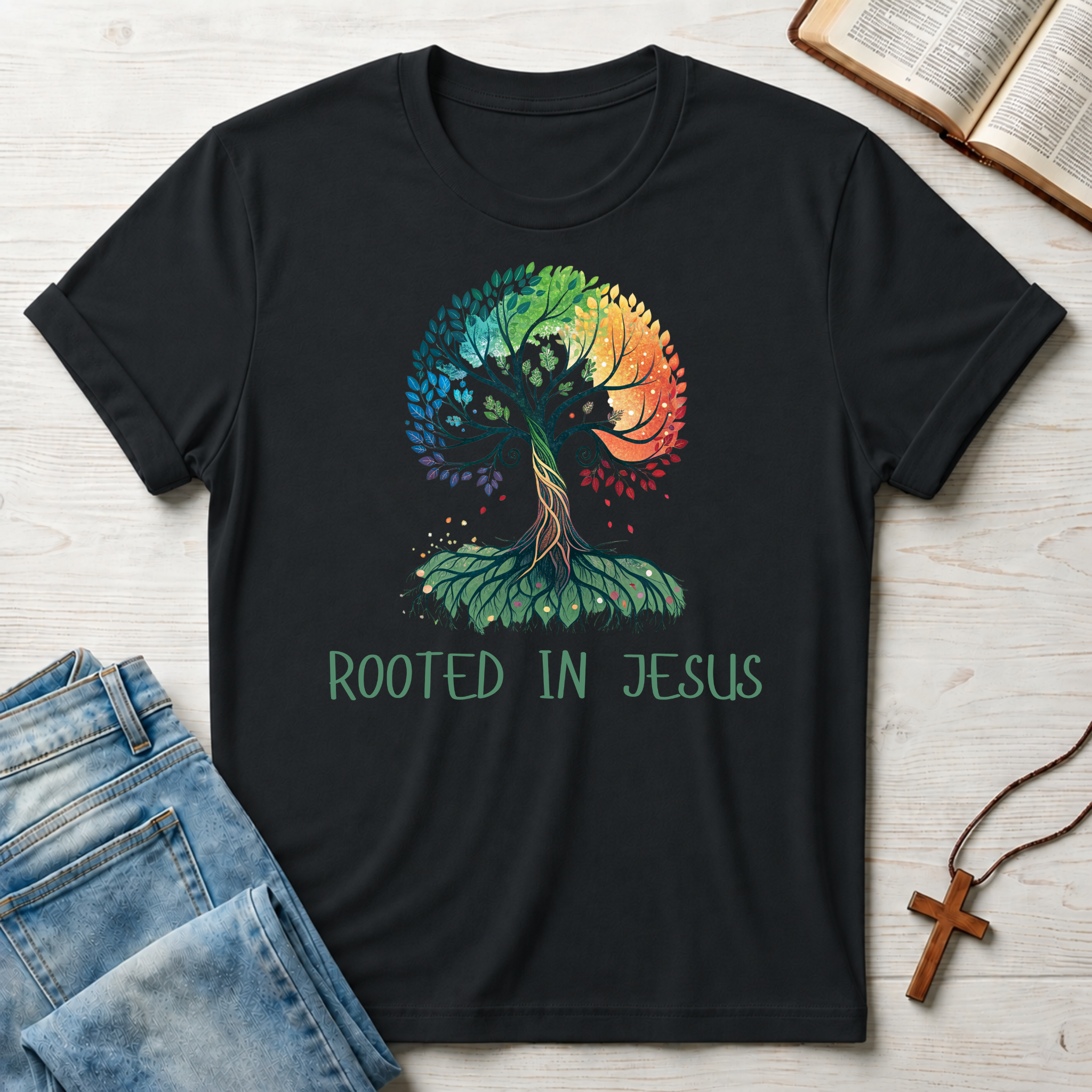 Rooted in Jesus Tree T-Shirt