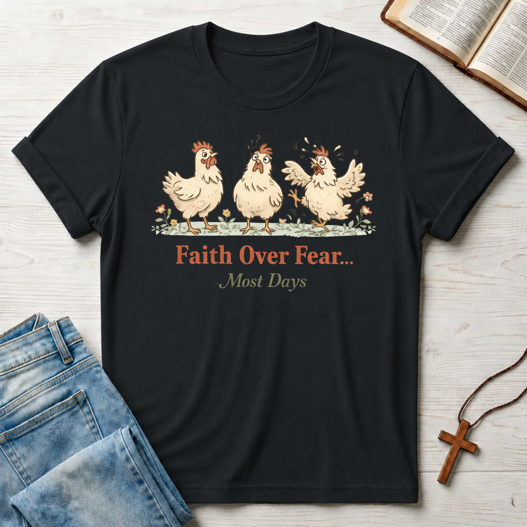 Faith Over Fear Most Days Chickens T-Shirt