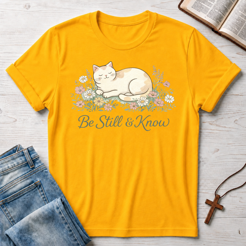 Floral Be Still & Know Cat T-Shirt