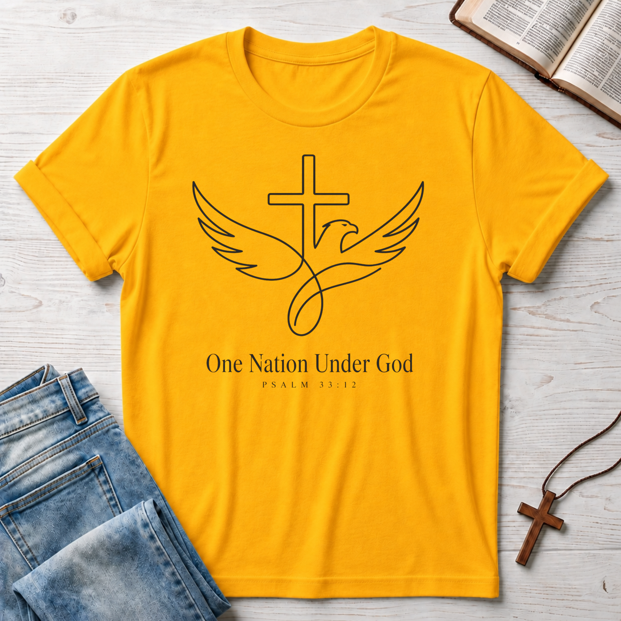 One Nation Under God Cross Bird T-Shirt