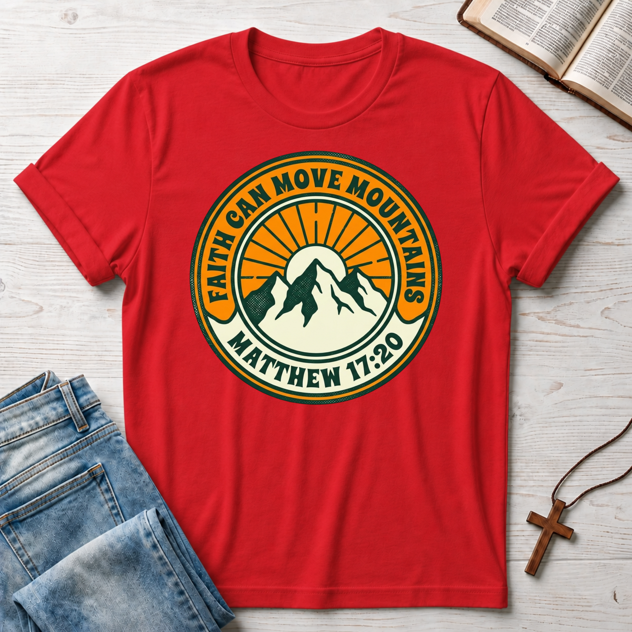 Matthew 17:20 Faith Can Move Mountains T-Shirt