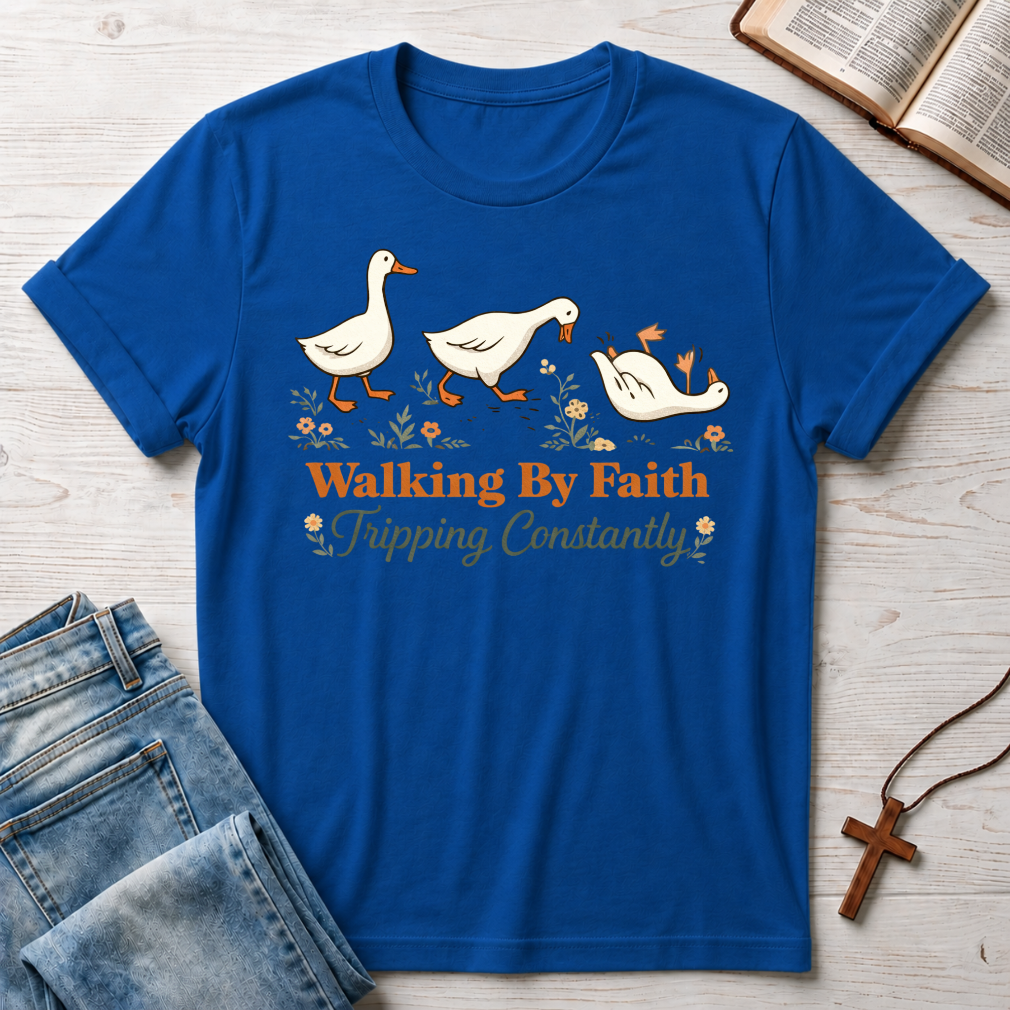 Walking By Faith Tripping Constantly Ducks T-Shirt