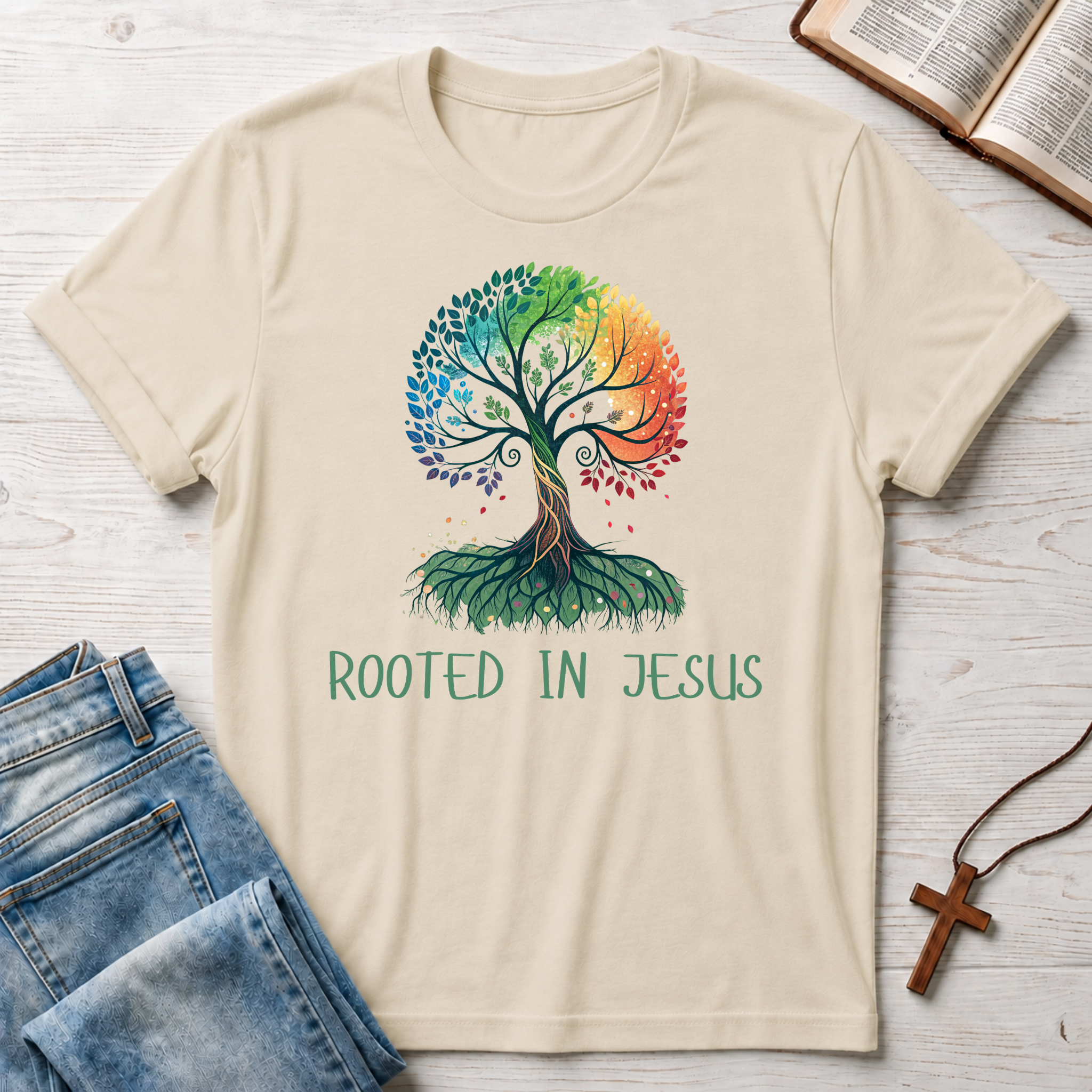 Rooted in Jesus Tree T-Shirt