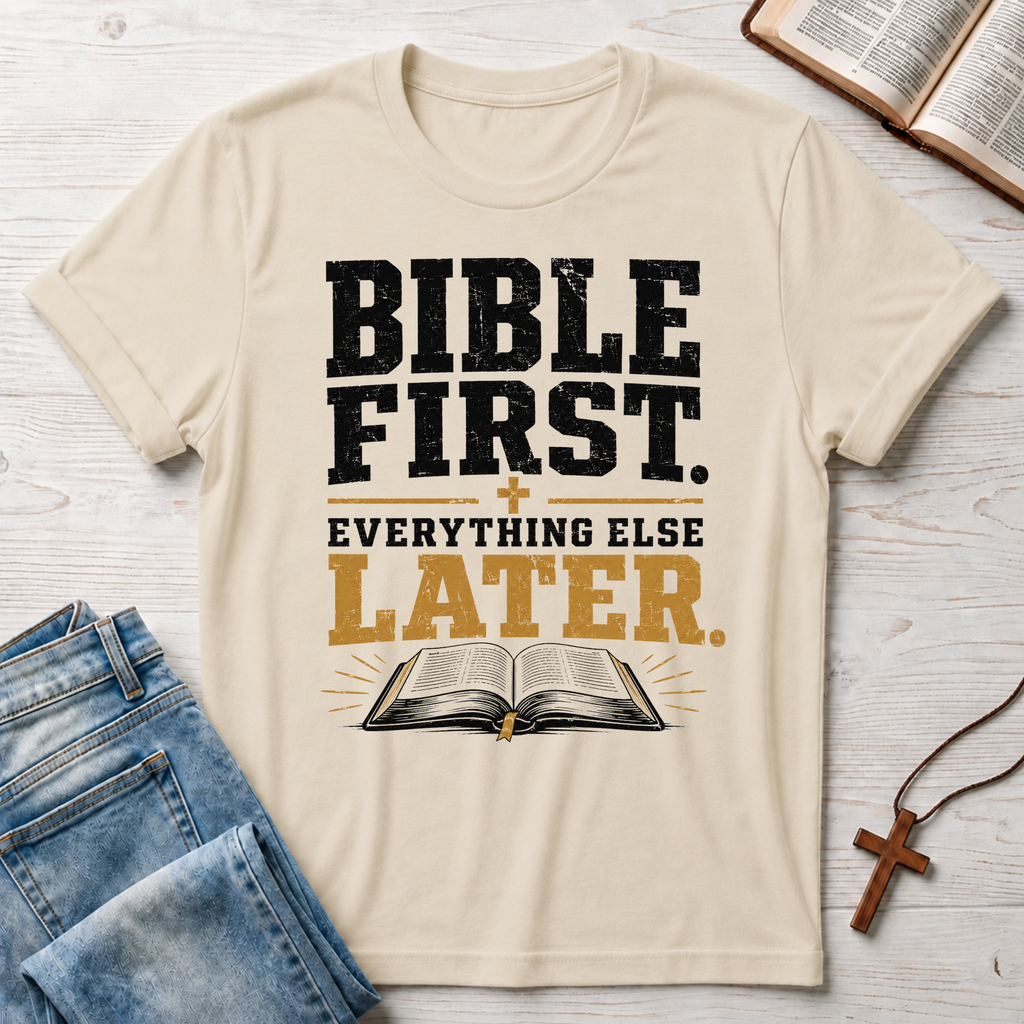 Bible First. Everything Else Later. T-Shirt