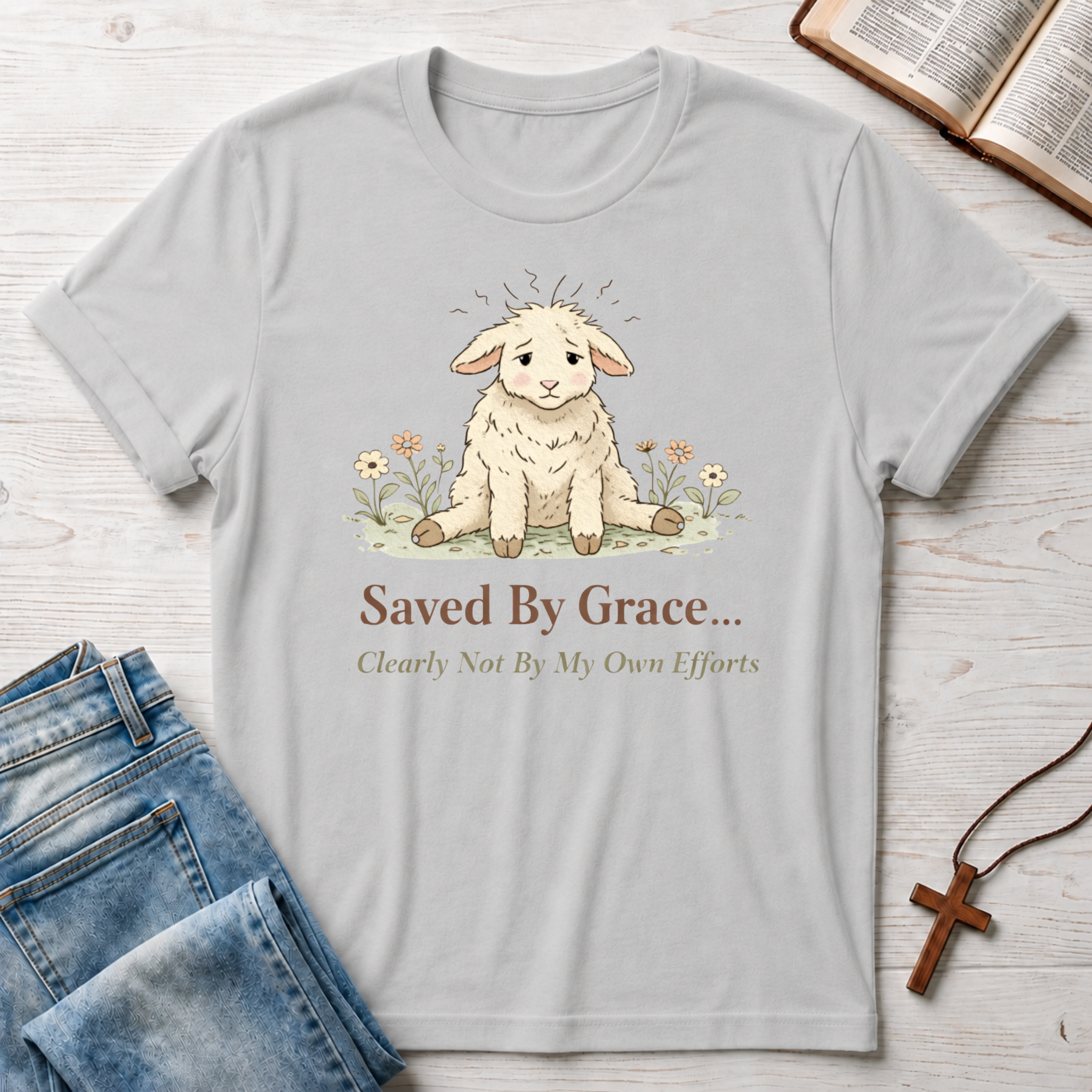 Saved By Grace Weary Lamb T-Shirt
