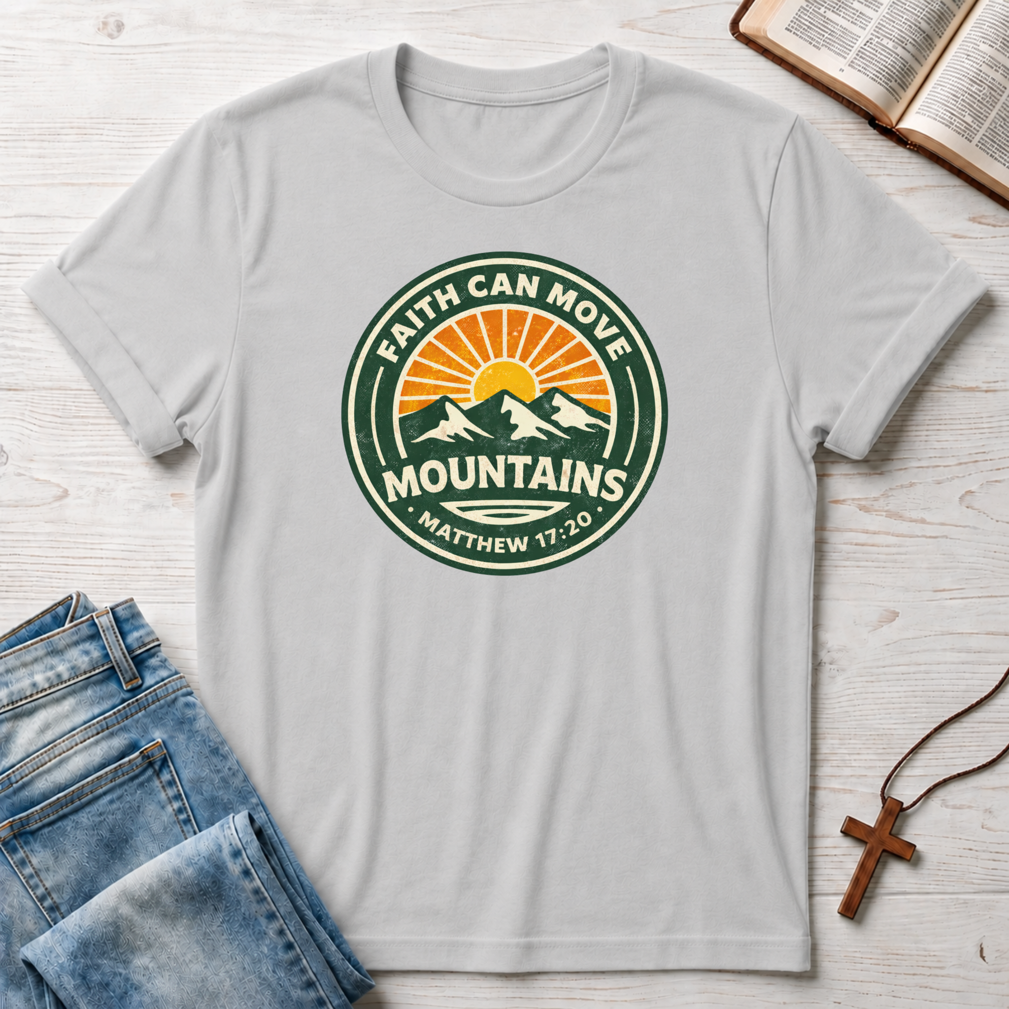 Faith Can Move Mountains: Matthew 17:20 T-Shirt