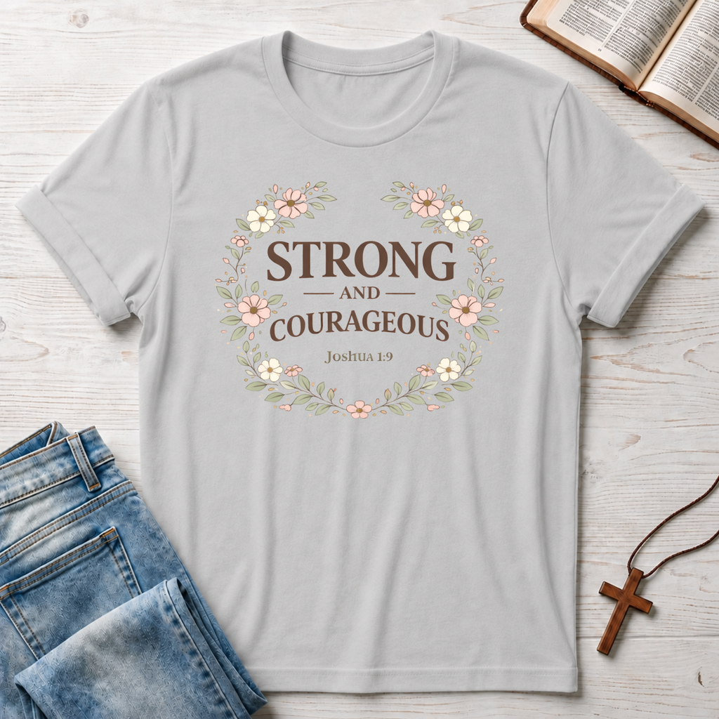 Floral: Strong and Courageous T-Shirt