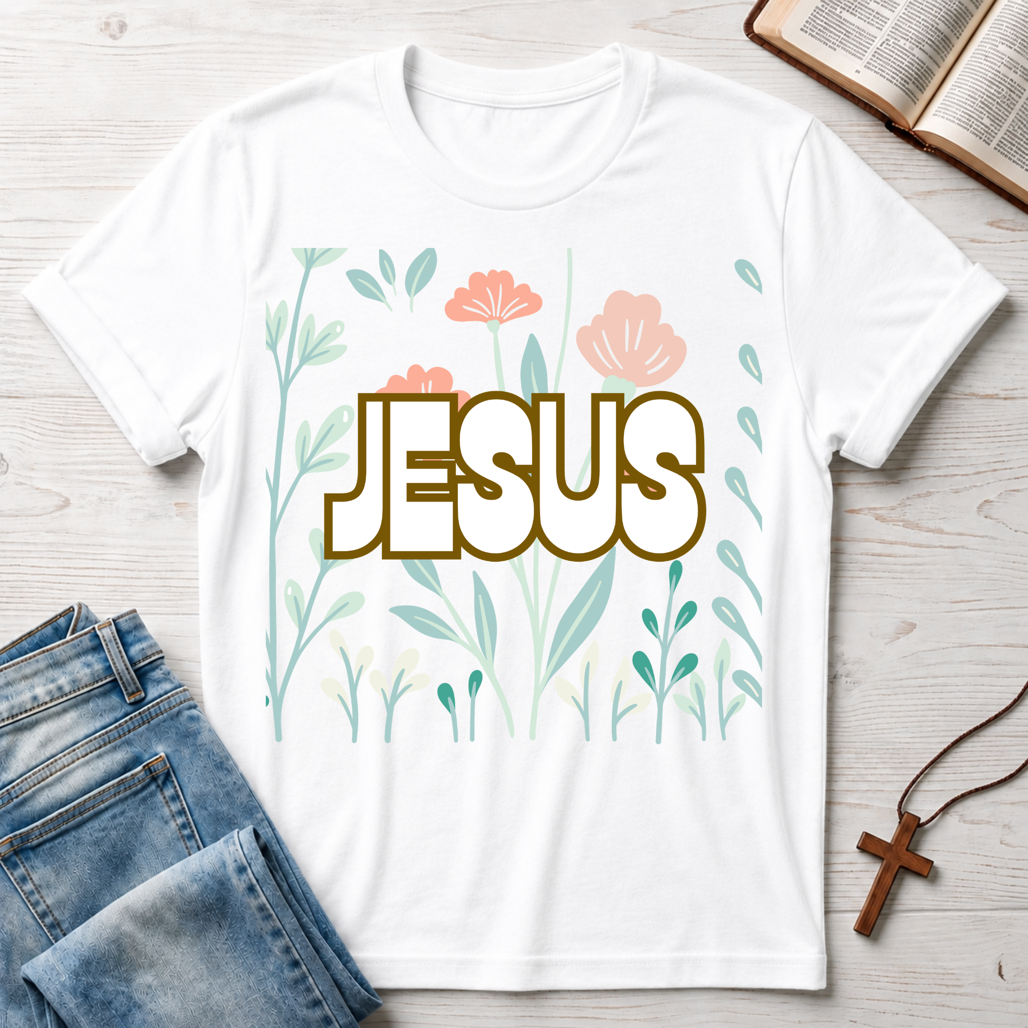 Jesus Flowers T-Shirt