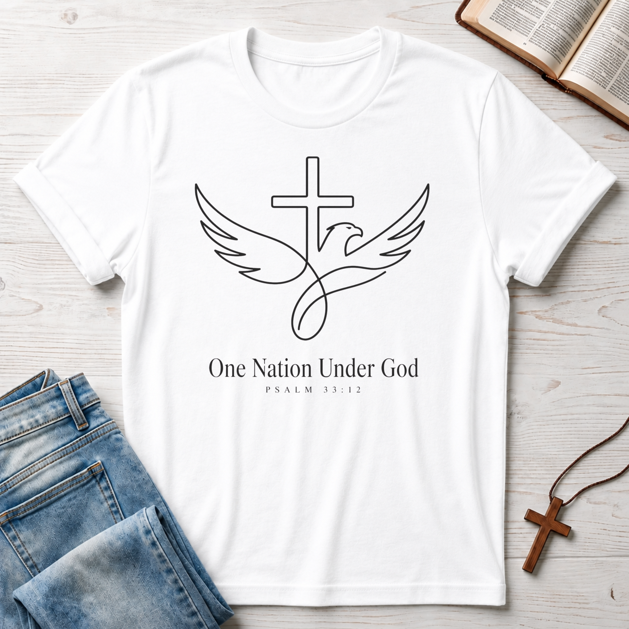 One Nation Under God Cross Bird T-Shirt