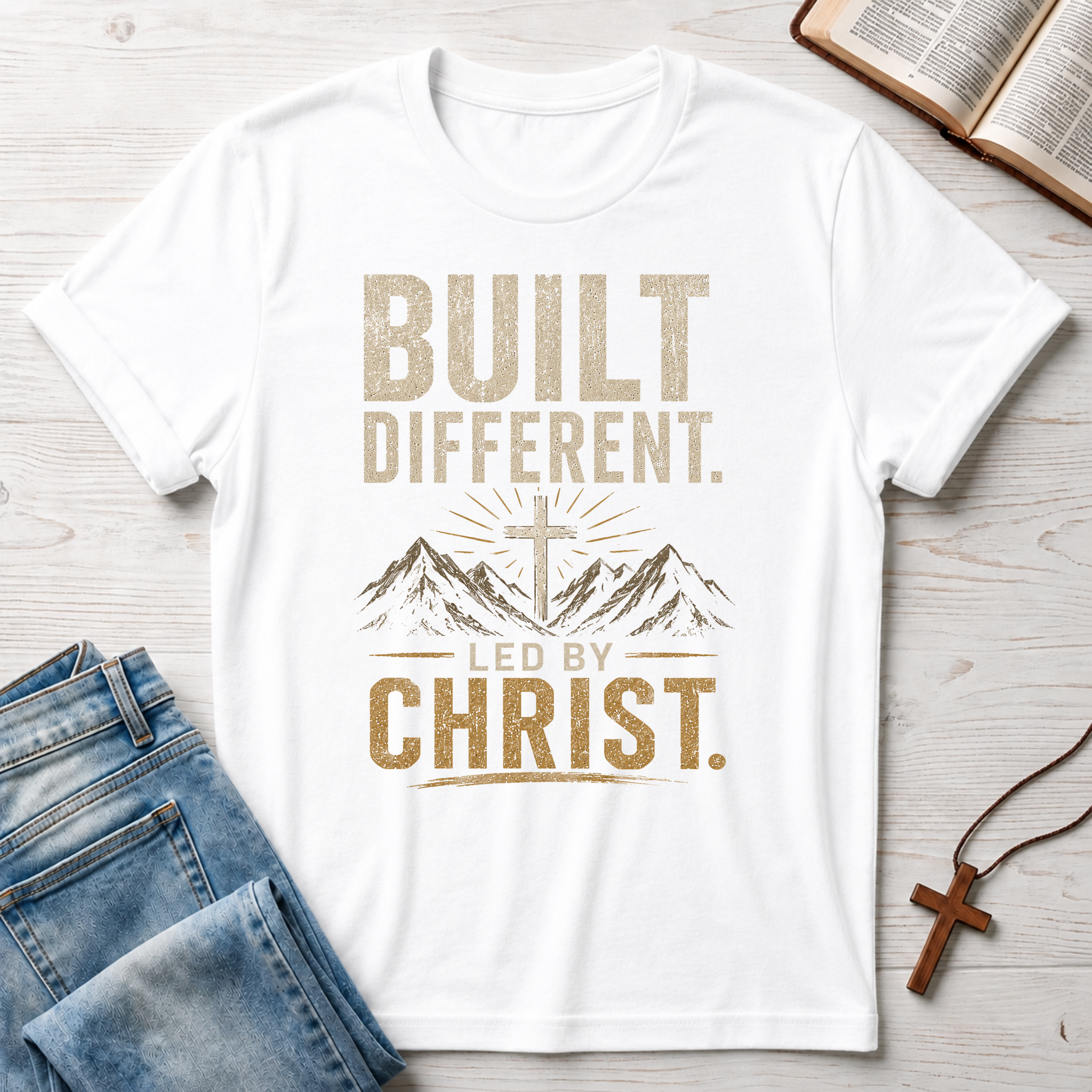 Built Different. Led By Christ. T-Shirt