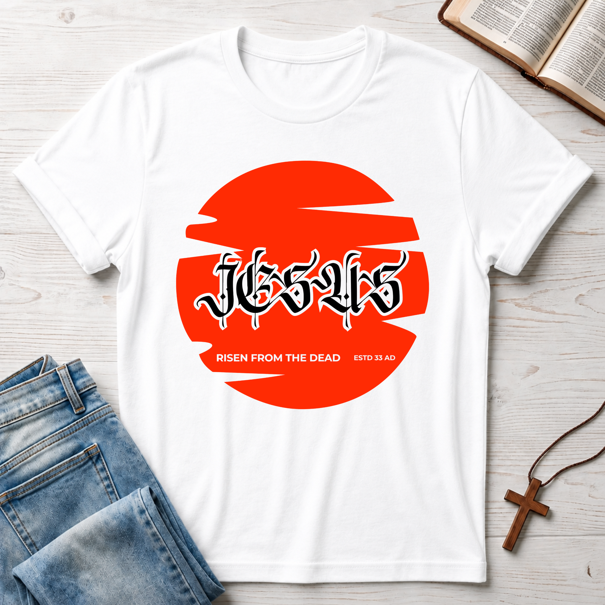 Jesus: Risen From The Dead Red Moon T-Shirt